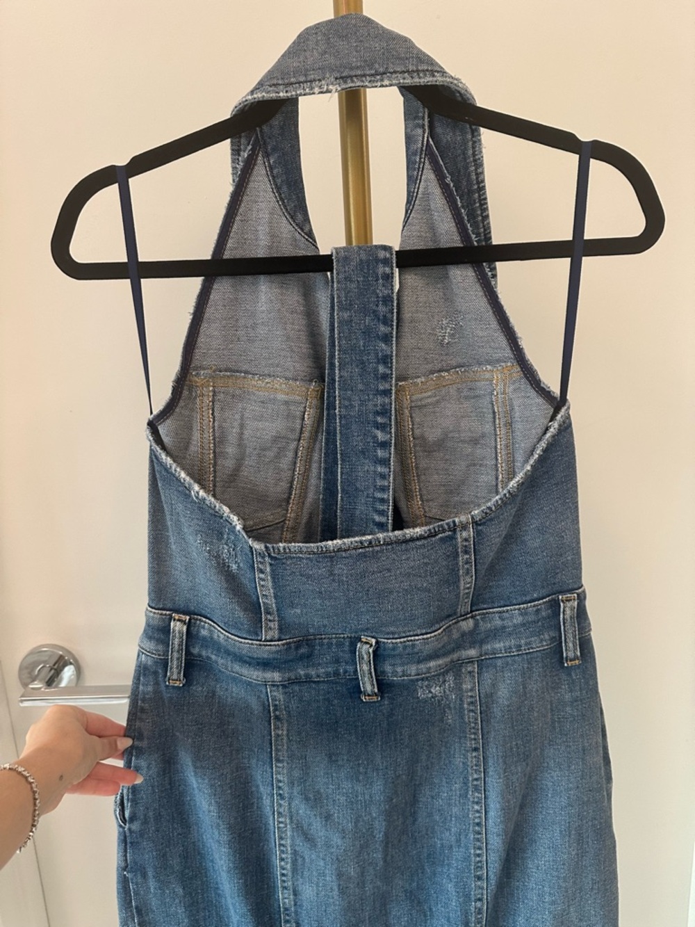 Retrofete Logan Light Blue Denim Halter Button-Front Midi Dress - Picture 6 of 9